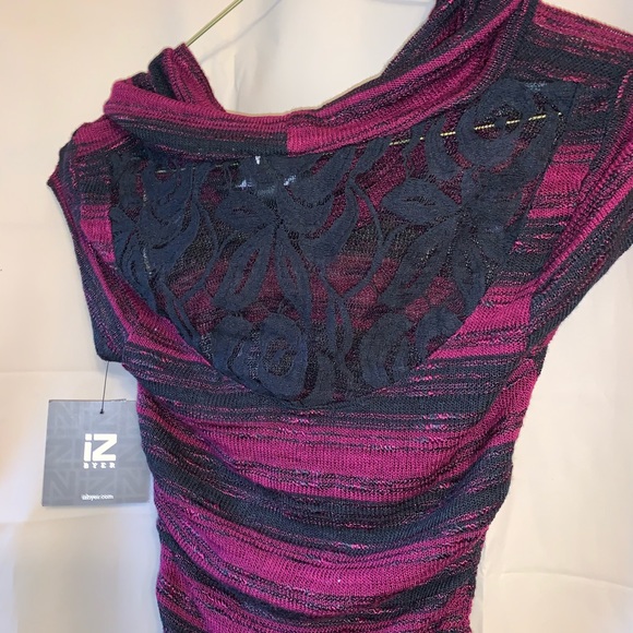 💎NWT IZ byer sheer cowl neck shirt in XS - Picture 6 of 6